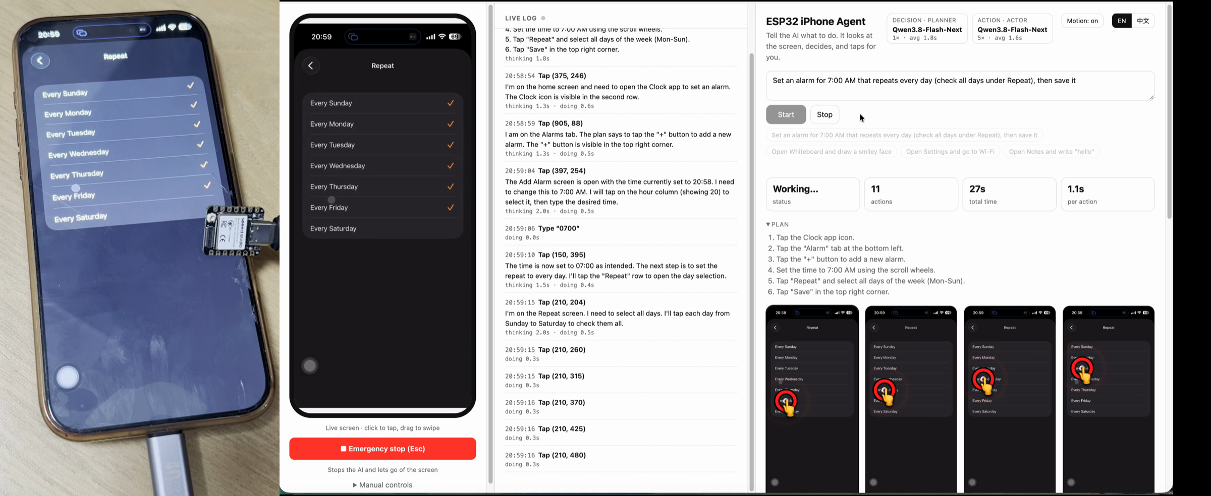 ESP32 iPhone Agent entre os projetos de IA no GitHub iPhone conectado a uma placa ESP32 para automação por agente de IA