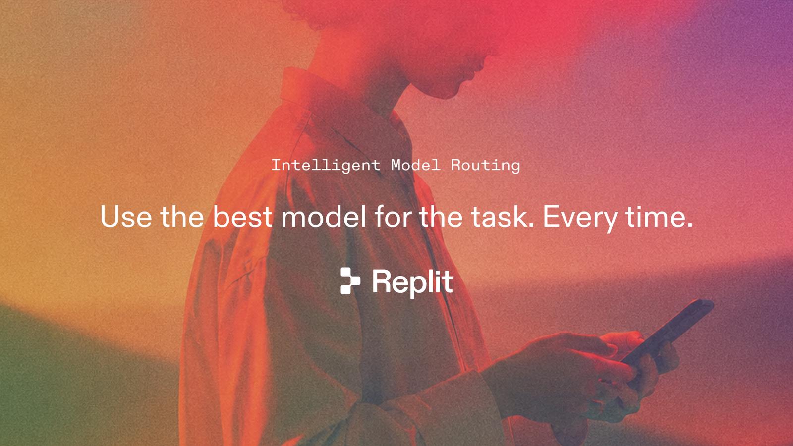 Roteamento inteligente de modelos na Replit Tela conceitual do roteamento de modelos da Replit OpenAI